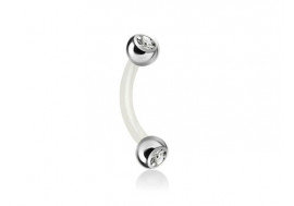 Piercing banane bioflex double gemme blanc