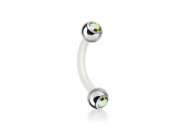 Piercing banane bioflex double gemme blanc irisé