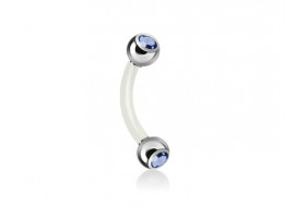 Piercing banane bioflex double gemme bleu clair