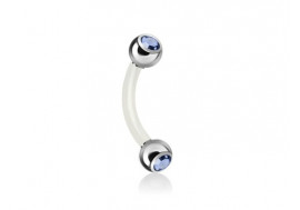 Piercing banane bioflex double gemme bleu clair