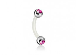 Piercing banane bioflex double gemme fushia