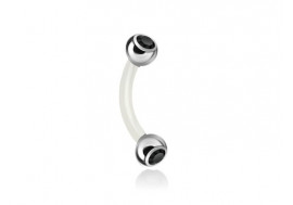 Piercing banane bioflex double gemme noir