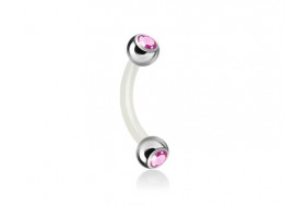 Piercing banane bioflex double gemme rose