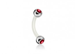 Piercing banane bioflex double gemme rouge