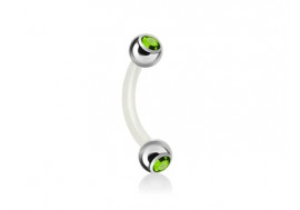 Piercing banane bioflex double gemme vert