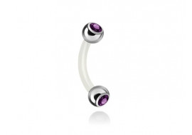 Piercing banane bioflex double gemme violet