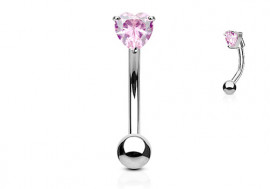 Piercing banane coeur griffée rose