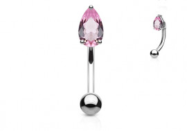 Piercing banane goutte griffée rose