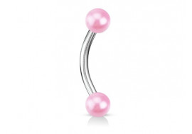 Piercing banane perle nacrée rose