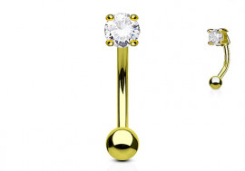 Piercing banane zircon griffé plaqué or