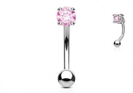 Piercing banane zircon griffé rose