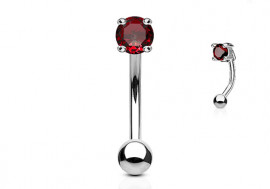 Piercing banane zircon griffé rouge