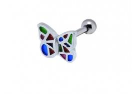 Piercing cartilage papillon vitrail