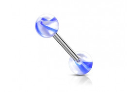 Piercing barbell hélice bleue