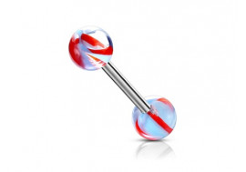 Piercing barbell hélice bleu et rouge