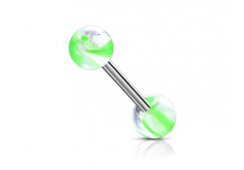 Piercing barbell hélice vert 