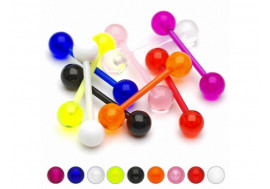 Piercing barbell acrylique UV transparent flexible