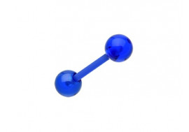 Piercing barbell acrylique UV transparent flexible bleu