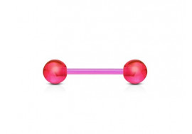 Piercing barbell acrylique UV transparent flexible rose