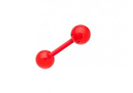 Piercing barbell acrylique UV transparent flexible rouge