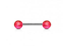 Piercing barbell acrylique UV transparent rose