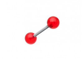 Piercing barbell acrylique UV transparent rouge