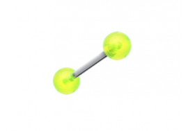 Piercing barbell acrylique UV transparent vert