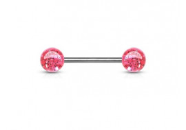 Piercing barbell paillettes rose