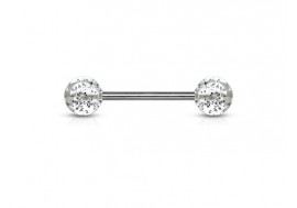Piercing barbell paillettes blanc