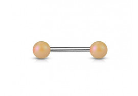 Piercing barbell effet nacré mat peche