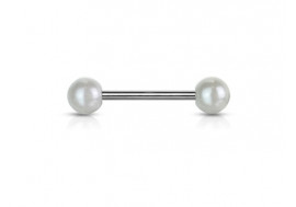 Piercing barbell perle nacrée blanche