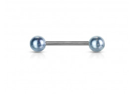 Piercing barbell perle nacrée bleu