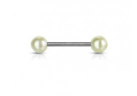 Piercing barbell perle nacrée creme