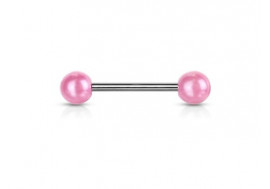 Piercing barbell perle nacrée rose