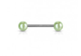 Piercing barbell perle nacrée vert