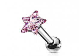 Piercing cartilage étoile griffée rose