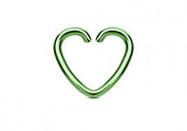 Piercing anneau coeur vert