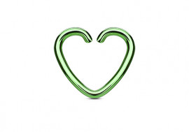 Piercing anneau coeur vert