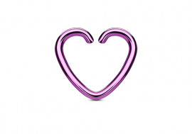 Piercing anneau coeur violet