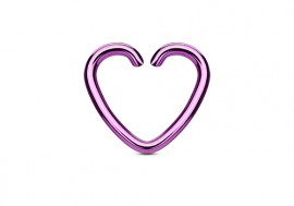 Piercing anneau coeur violet