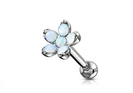 Piercing cartilage fleur opale blanche