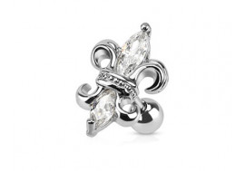 Piercing cartilage fleur de lys blanche