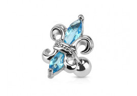 Piercing cartilage fleur de lys bleue