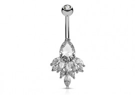 Piercing de ventre fleur et strass