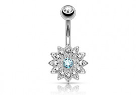 Piercing de ventre soleil bleu
