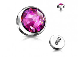 Piercing Microdermal cristal fushia titane