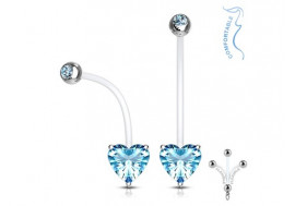 Piercing nombril femme enceinte coeur griffé bleu