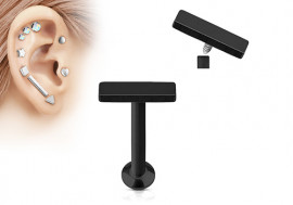 Piercing helix, cartilage, tragus barre noire