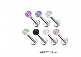 Piercing labret Labret 1.6mm paillettes