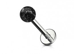 Piercing labret acrylique paillettes noire